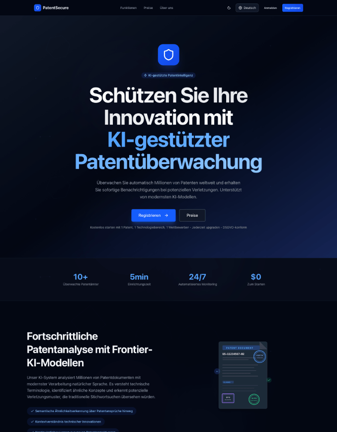 PatentSecure, Web-Applikation