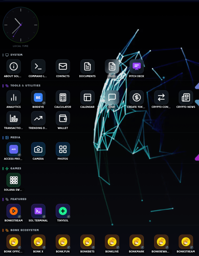 Solana Operating System, Web-Applikation